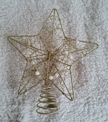Gold glitter star tree topper - gold,