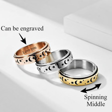 Titanium Moon Stars Personalised Fidget Spinner Ring Stress Release