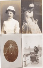 4 OLD PHOTO WOMEN NURSE MAID
