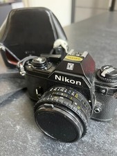 Nikon EM 50mm SLR, Black, with black leather case, used