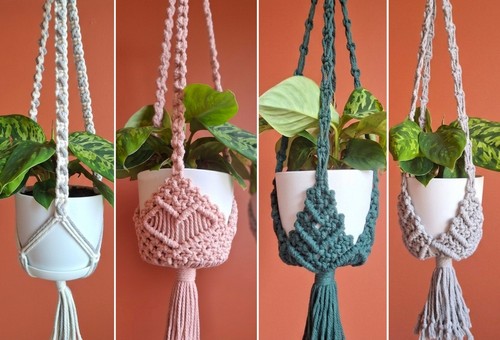 Small macrame plant hanger - small,