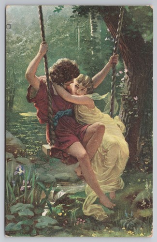 Postcard antique art the - postcard, swing