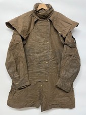 Wax Coat Mens XL Brown Wax Jacket Shoulder Cape Overcoat Waterproof Mac Riding