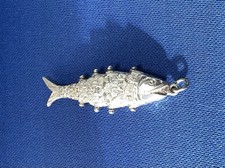 Vintage Sterling Silver Articulated  Fish Pendant 4.5 cm long