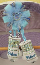 Personalised Stunning sparkly boxing gloves pram charm in blue bling rhinestones