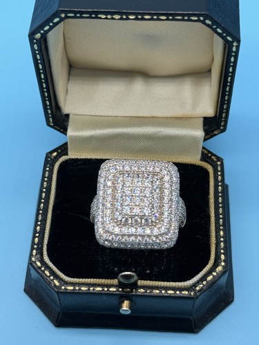 Sterling silver bussdown - , iced