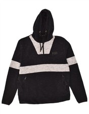 MCKENZIE Mens 1/4 Zip Hoodie Jumper XL Black Colourblock BI25