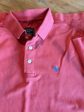ABERCROMBIE & FITCH WASHED RED POLO SHIRT SIZE MEDIUM MENS