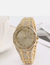 Mens Bling Watch Luxury Gold
