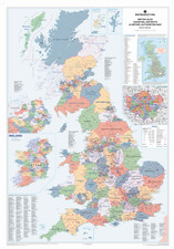 UK Wall Map – Large Laminated Map, Counties, Districts, Postcode And Road Info