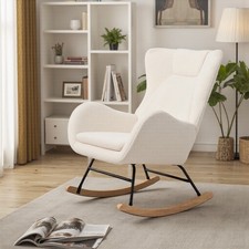White upholstered rocking - white,