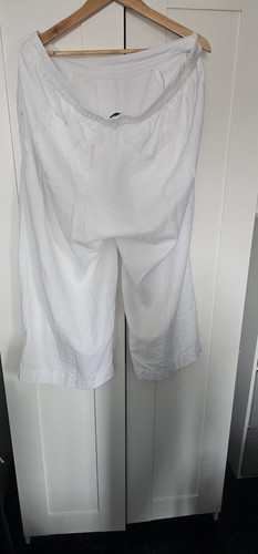 Womans white linen - linen, trousers