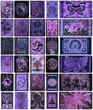 Purple Wall Hanging Tapestry Indian Tie Dye Cotton Home Decor Boho Hippie Art