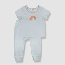 $70 Albetta Baby Girl's Blue Striped Rainbow Applique Two-Piece Set Size 18-24M