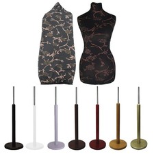 Female UK Size 10/12 Tailors Dummy Mannequin Gold Floral Cover With Round Base