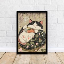 Japanese Cat Sleeping Poster