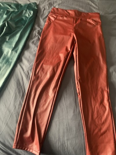 Red faux leather pants - leather,