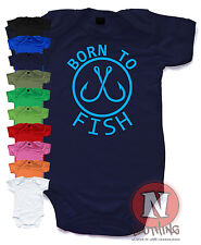 Born to fish Babygrow Baby Suit Great Gift cute vest anglers fishing rod fly