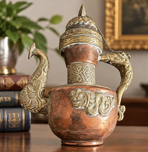 Vintage copper brass kettle - &,