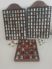 165+ Assorted Thimbles Ceramic China Mixed Media 3 Display Racks Preloved 