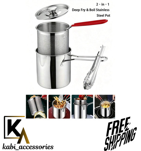 Stainless steel deep fryer - steel,