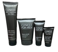 CLINIQUE FOR MEN BUNDLE ,FACE SCRUB ,MOISTURISER ,CREAM SHAVE ,FACE WASH