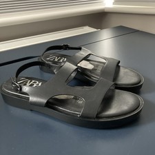 Zara Sandals Womens UK 8 Black Fisherman Chunky Platform