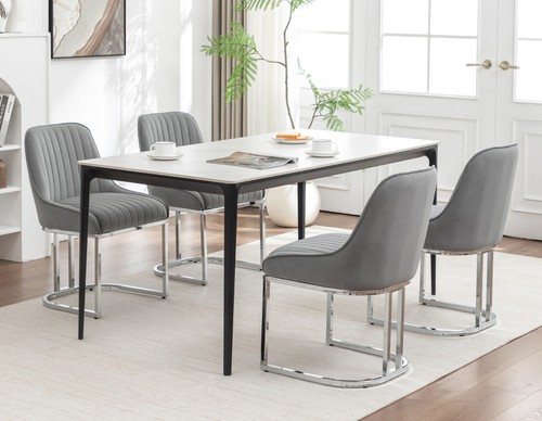 Grey velvet dining - grey, chairs