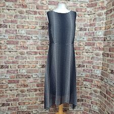 Wallis Midi Dress Spotted Navy Blue UK 12 Chiffon Fit Flare Lined Asymmetric