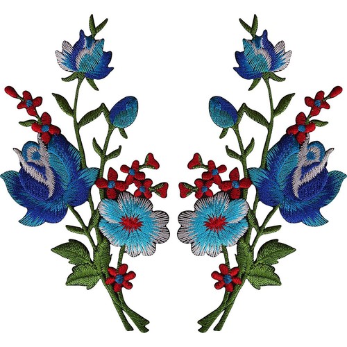 Pair flower embroidered - pair,