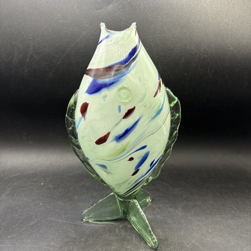 Glass fish vase vintage - glass,