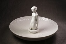 RARE Royal Copenhagen Blanc de Chine Mermaid Water Lily Dish, Arno Malinowski