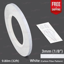 CARBON FIBER WHITE 3mm 1/8" Roll PIN STRIPE PinStriping TAPE Decal Vinyl Sticker