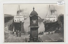 ANGLESEY  HOLYHEAD   Station with Clock and Irish Mail Boats  RP