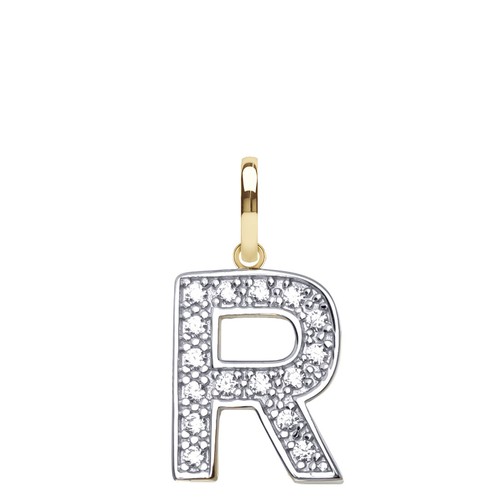 9ct gold initial pendant name - gold,
