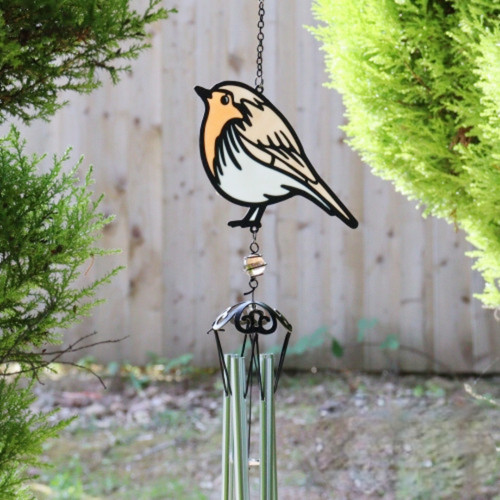 Stained glass effect robin - stained,