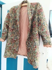 Vintage Floral Tapestry Material Coat With Pockets - 1960s/1970s