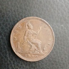1860 Victorian Bun Head One Penny, In Good Condition Uncleaned