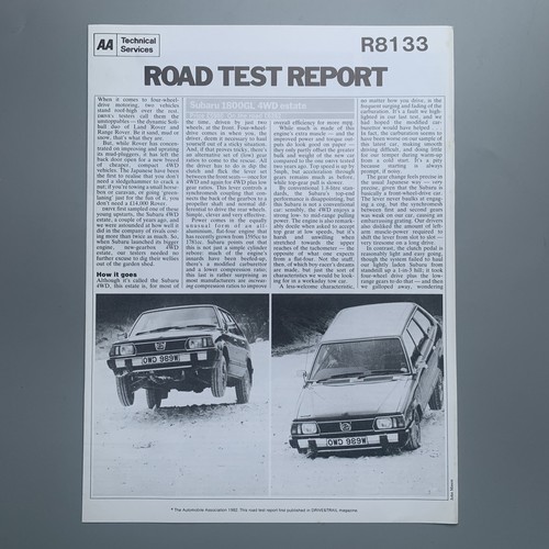 Subaru 1800gl 4wd road - road, test