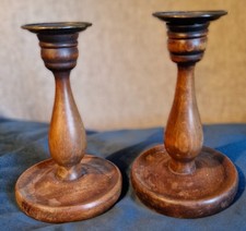 Vintage Wooden Pair of Candle