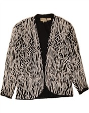 FRANK USHER Womens Open Blazer Jacket UK 14 Medium Black Silk BP04