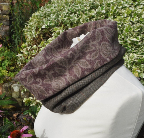 Snood cowl purple green grey - snood/cowl,
