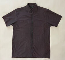 Mens URBAN SPIRIT Stripe Pattern Short Sleeve Shirt Size UK S in Black/Burgundy