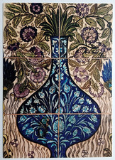 William De Morgan Panel of six tiles Art Postcard - unused
