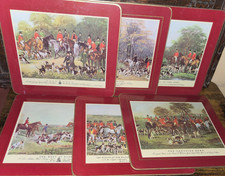 Vintage Clover Leaf Horse & Hounds Hunting Country Life Table Place Mats x 6