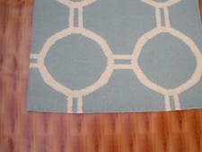 Dhurrie Rugs 2.6x7.6 Sky Blue