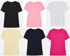 Ex M&S Women's Fitted Crew Neck T-Shirt Lightweight Short Sleeve Size 6-24