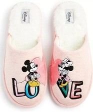 Disney Mickey & Minnie Mouse Ladies Slippers Slip On Mule Home Indoor Shoes