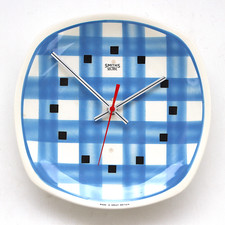 T G GREEN "Gingham" ceramic SMITHS Vintage Wall Clock Midcentury Retro Kitsch
