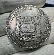 1738 Mexico Pillar Dollar 8 Reales Mo MF Philip V 26.80 G Nice Grade Rare Date